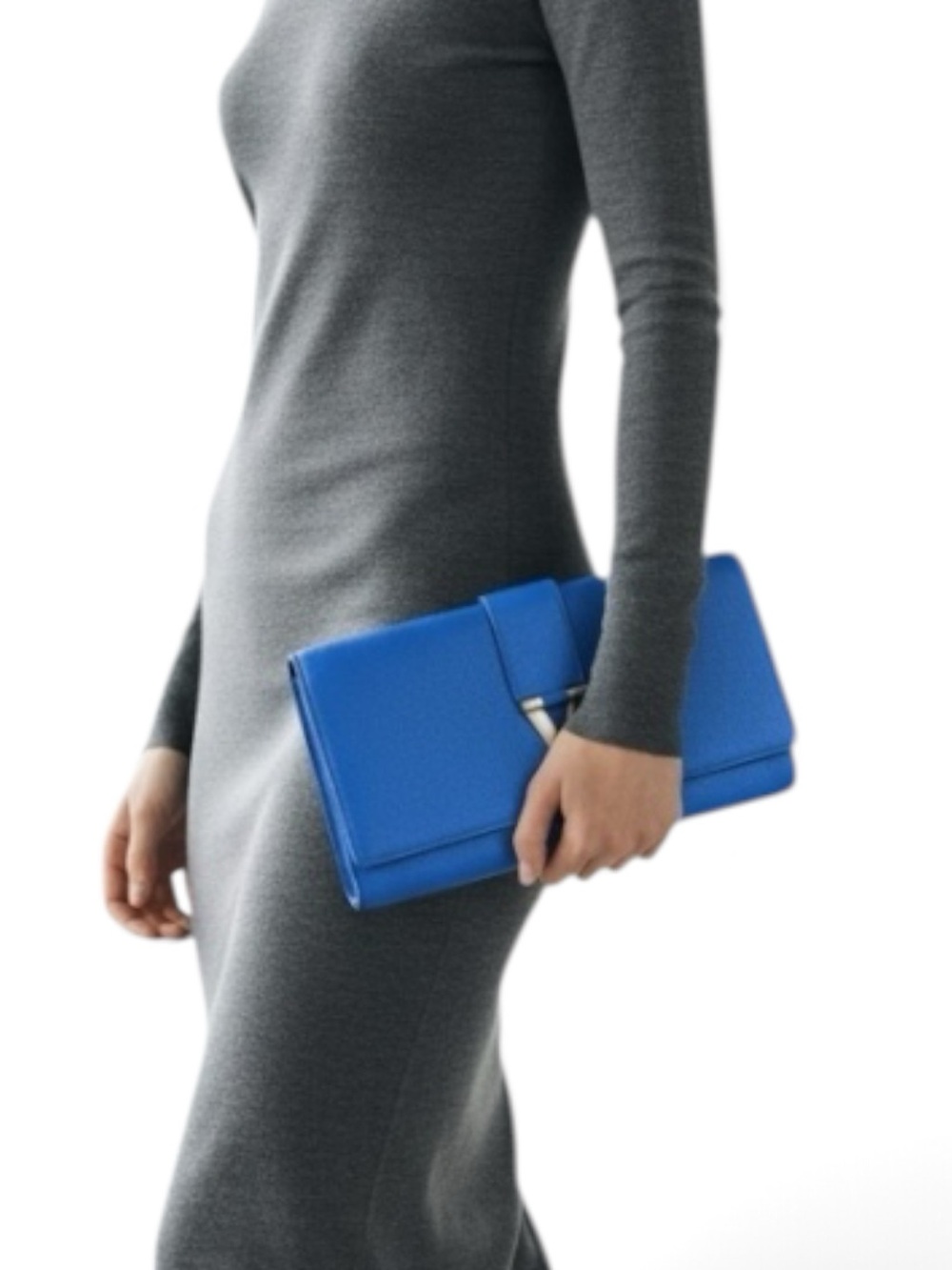 YVES SAINT LAURENT Cobalt Blue Leather Clutch - Picture 2 of 7